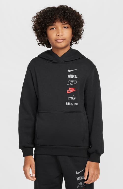 Shop Nike Kids' Sportswear Club Fleece Hoodie In Black/smoke Grey/red