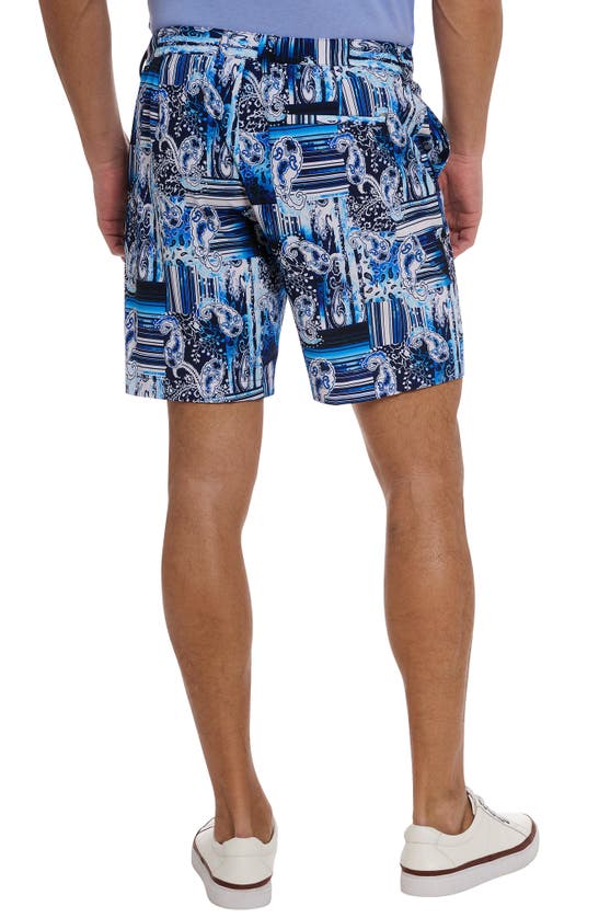 Shop Robert Graham Makua Paisley Stripe Stretch Flat Front Shorts In Blue