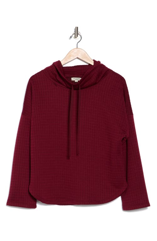 Max Studio Funnel Neck Waffle Knit Pullover In Oxblood