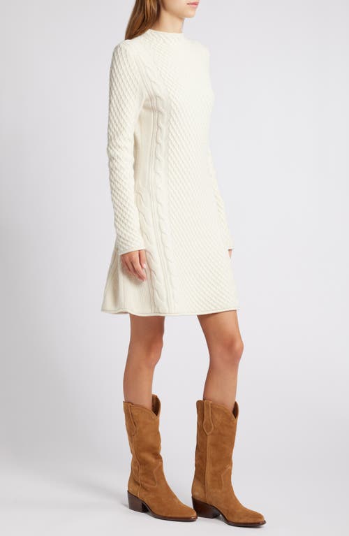 Shop Treasure & Bond Cabled Long Sleeve Sweater Dress In Ivory Dove