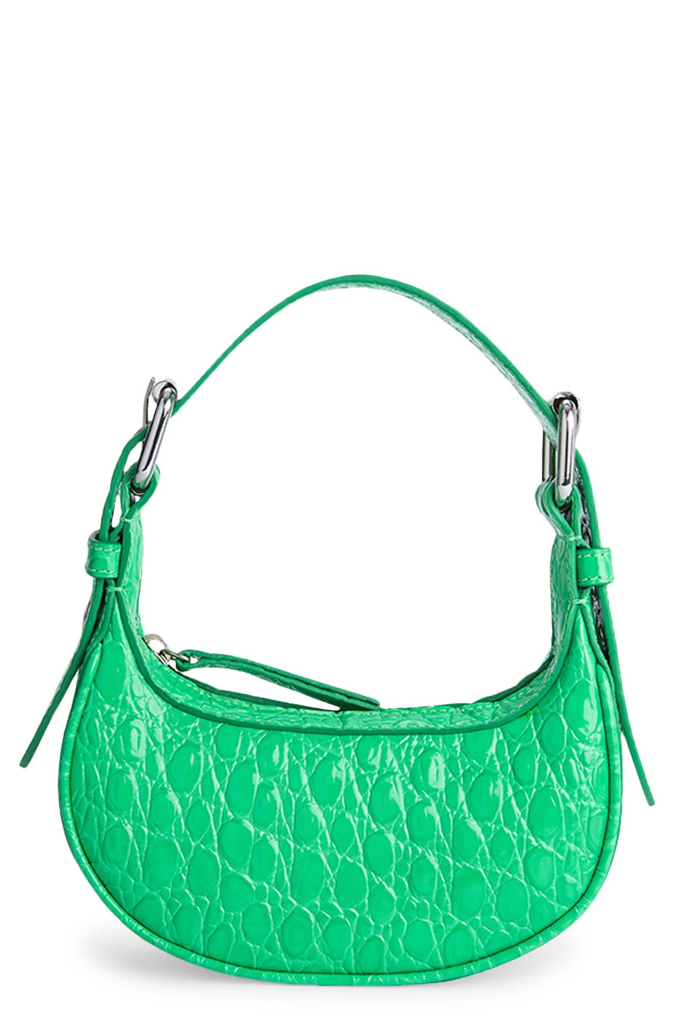 By Far Mini Soho Croc Embossed Leather Top Handle Bag in Super Green at Nordstrom