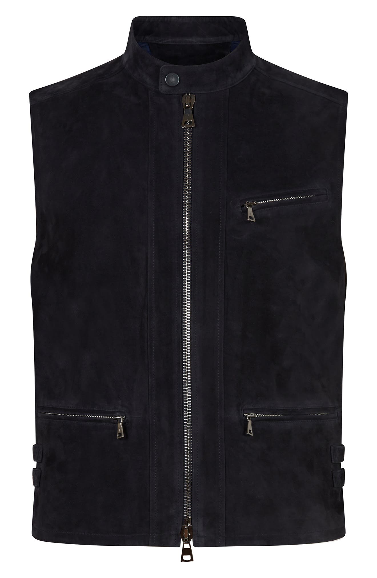 John Varvatos Slim Fit Zip Suede Vest 