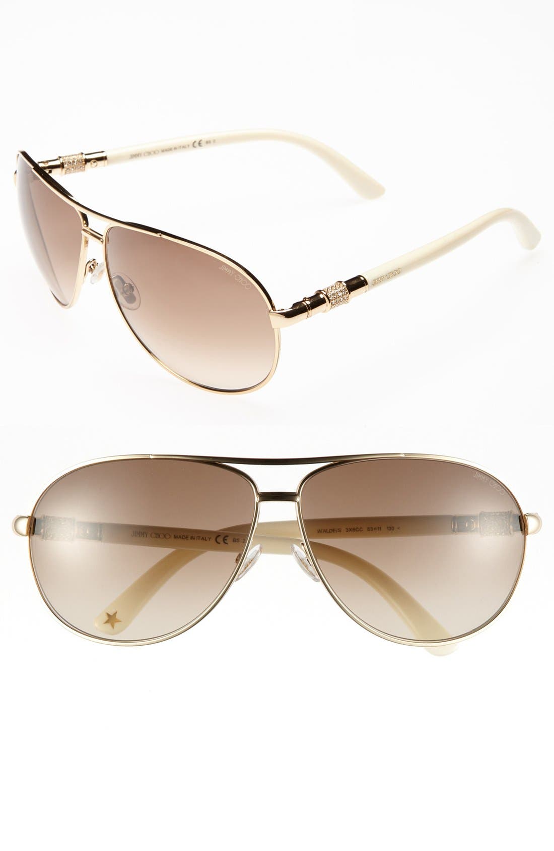 Jimmy Choo 'Walde' 63mm Metal Aviator Sunglasses Nordstrom