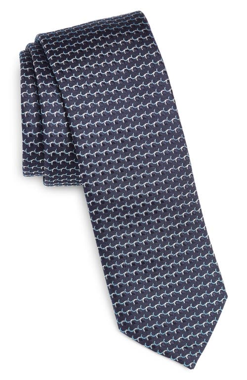 Shop Hugo Boss Boss Geometric Pattern Silk Tie In Navy