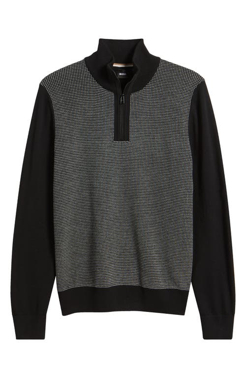 Shop Hugo Boss Boss Dambino Half Zip Virgin Wool Pullover In Black