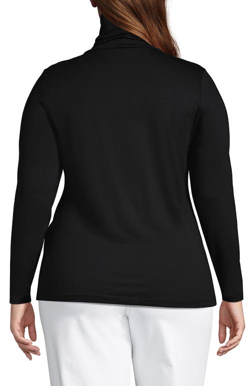 Shop Lands' End Plus Size Lightweight Jersey Skimming Long Sleeve Turtleneck In Black