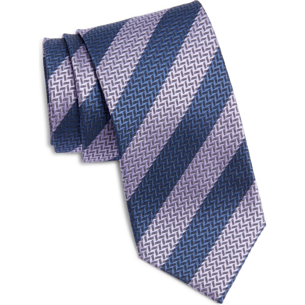 Brioni Repp Stripe Silk Tie In Blue