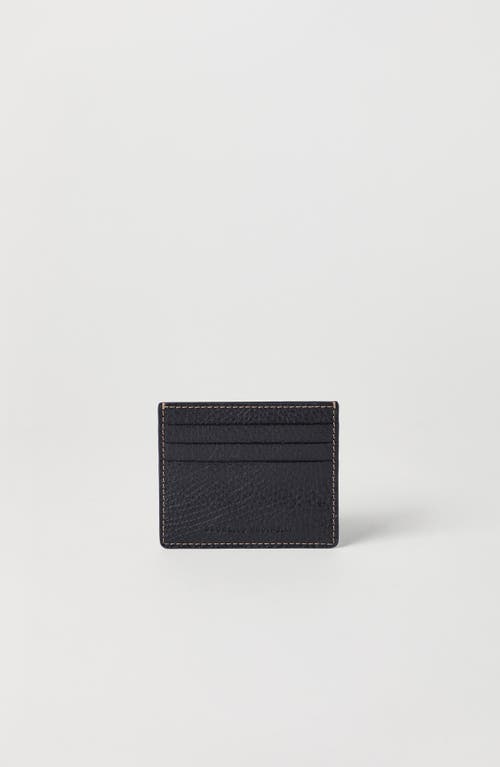 Shop Brunello Cucinelli Grained Calfskin Mini Card Case In Black