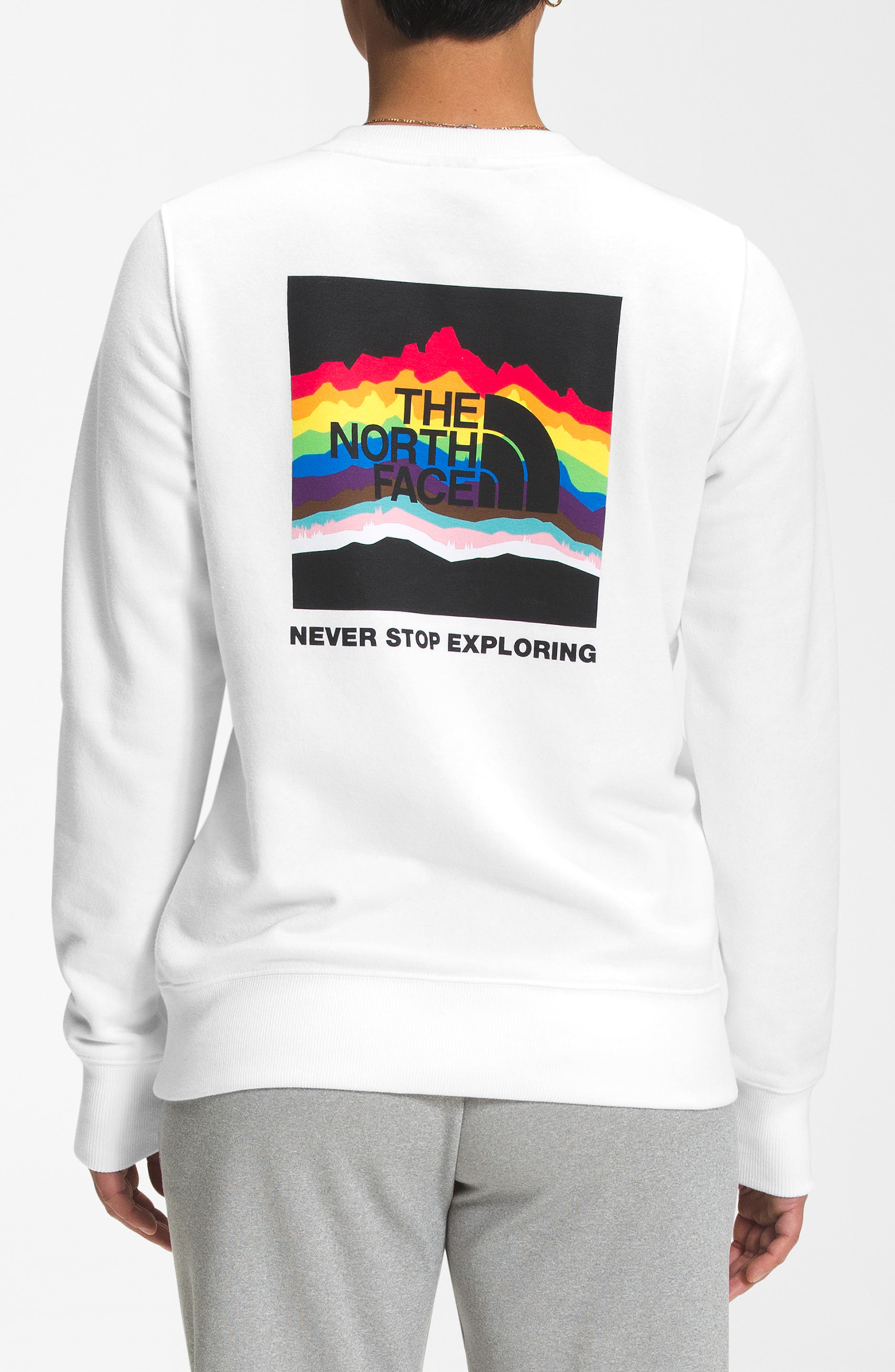 white graphic crewneck sweatshirt