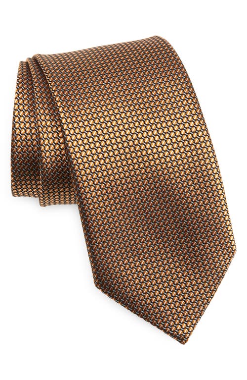 Paglie Geometric Silk Jacquard Tie in Orange