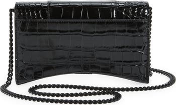 Women's Hourglass Wallet On Chain Box in Black