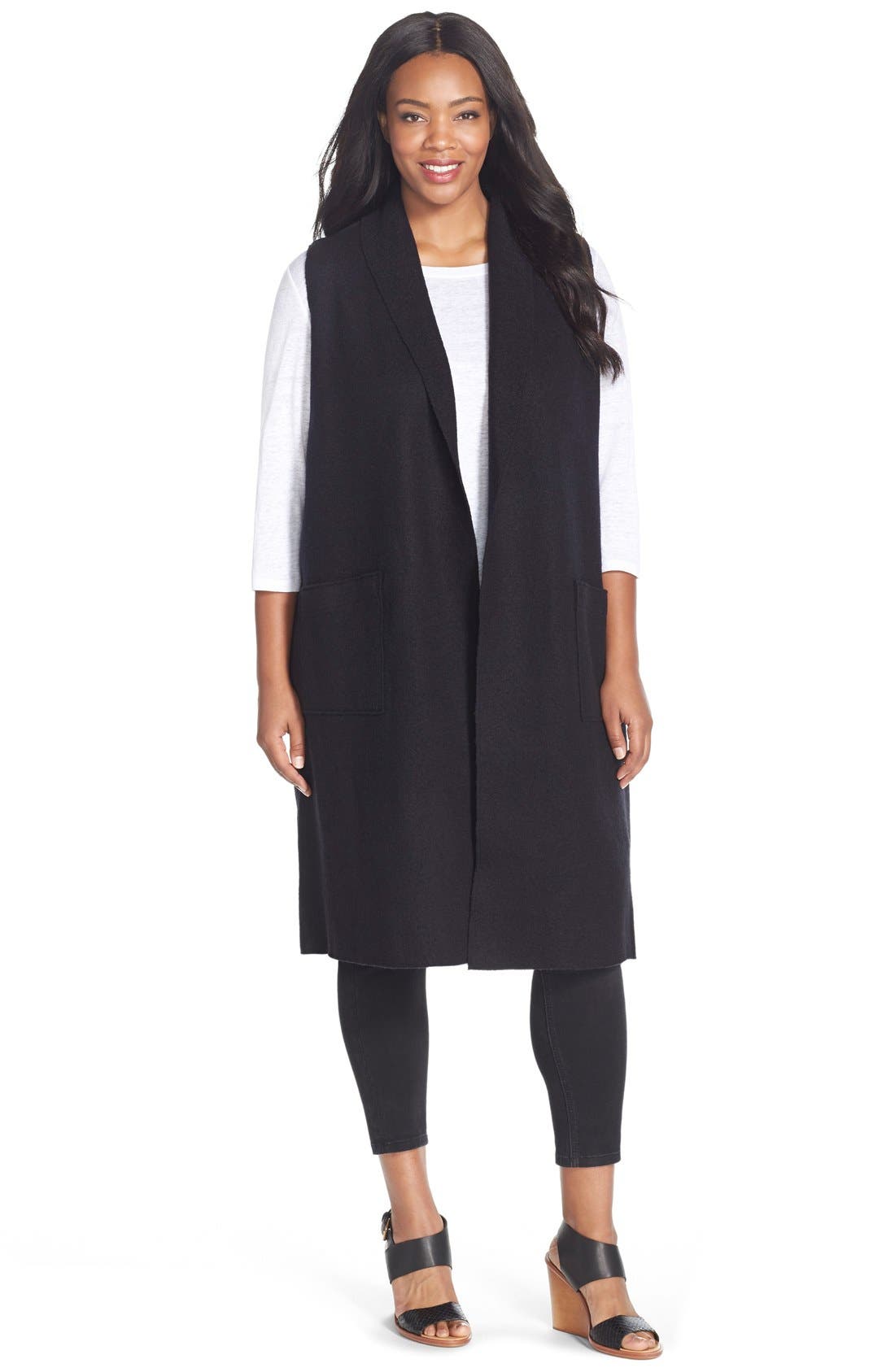 Eileen Fisher Boiled Wool Long Vest (Plus Size) Nordstrom