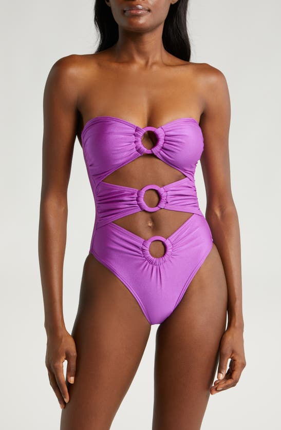 Shop Villa Fresca Bliss Ring Cutout One-piece Swimsuit In Shinny Berry
