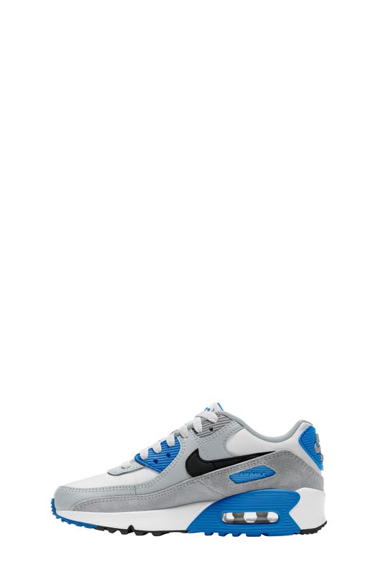 Shop Nike Kids' Air Max 90 Sneaker In White/ Black/ Blue/ Platinum
