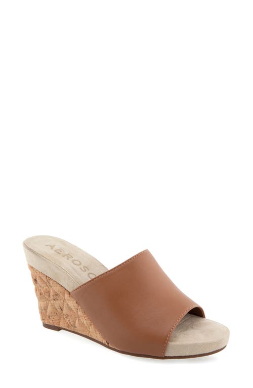 Shop Aerosoles Pierce Quilted Wedge Sandal In Tan Pu Leather