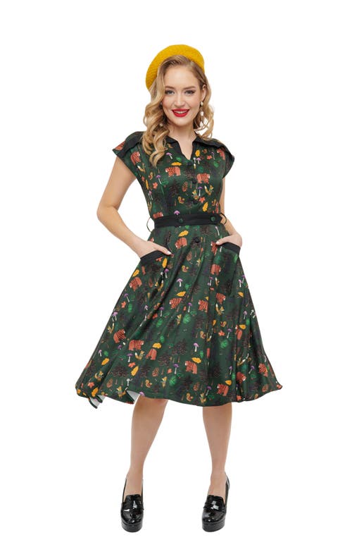 Unique Vintage 1950s Hedda Swing Dress In Green