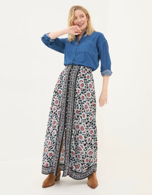 Shop Fatface Arabella Wild Floral Midi Skirt In Black