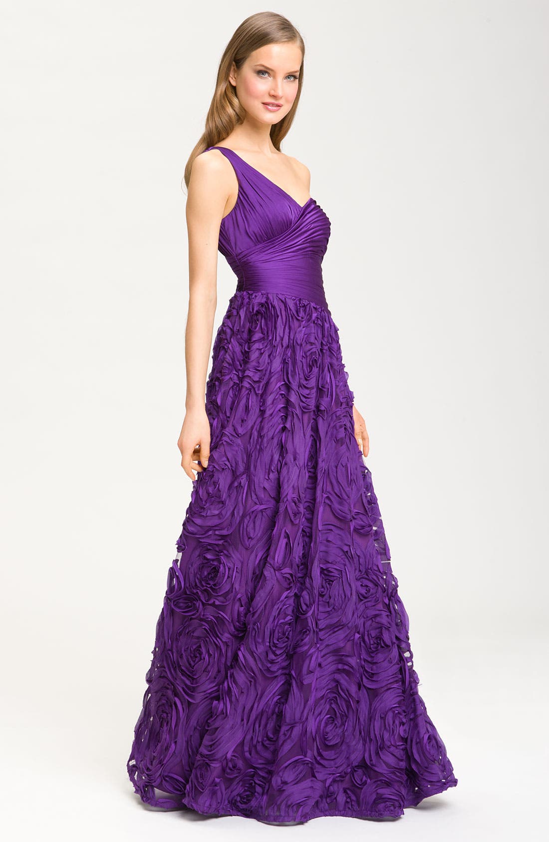 Adrianna Papell One Shoulder Rosette Gown | Nordstrom