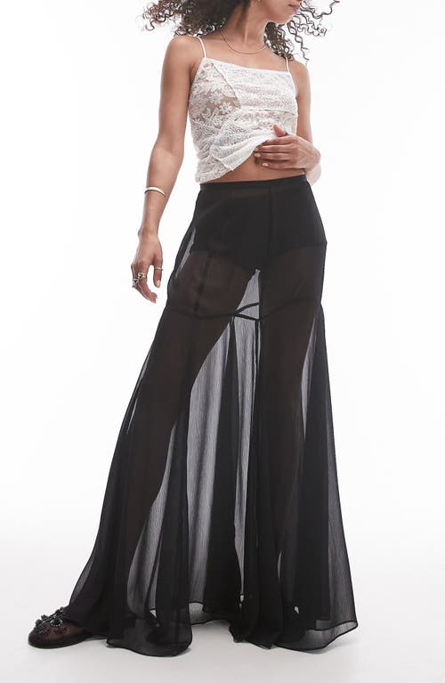 Shop Topshop Godet Sheer Maxi Skirt In Black