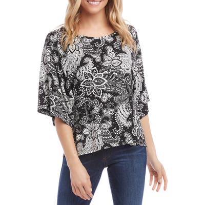 Karen Kane Paisley Print Bell Sleeve Top, Black