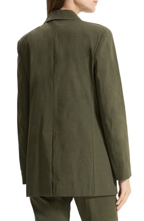 Theory Rolled-sleeve Shawl Collar One-button Jacket In Dark Olive