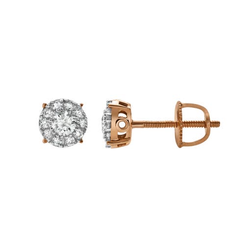 Shop Luvmyjewelry Blazers S 14k Gold Diamond Stud Earrings In 14k Rose Gold