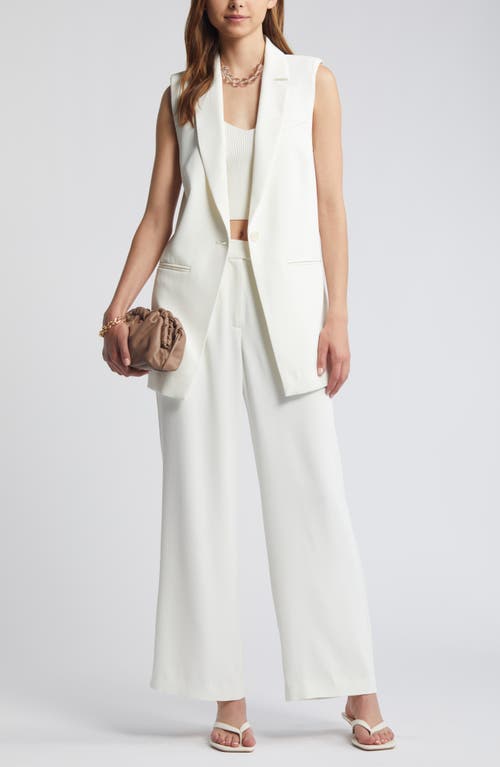 Shop Open Edit Tailored Long Vest In Ivory Cloud