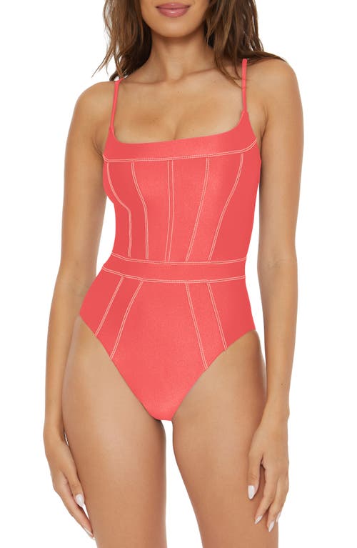 Color Sheen One-Piece Swimsuit in Coral