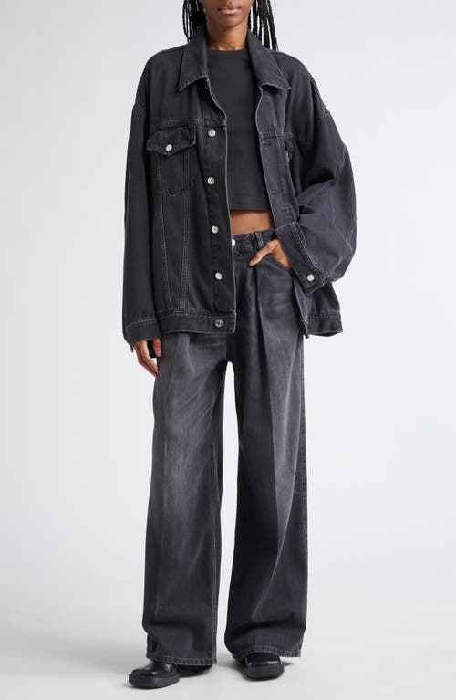 Shop Haikure Janet Oversize Distressed Denim Jacket In Black Tencel