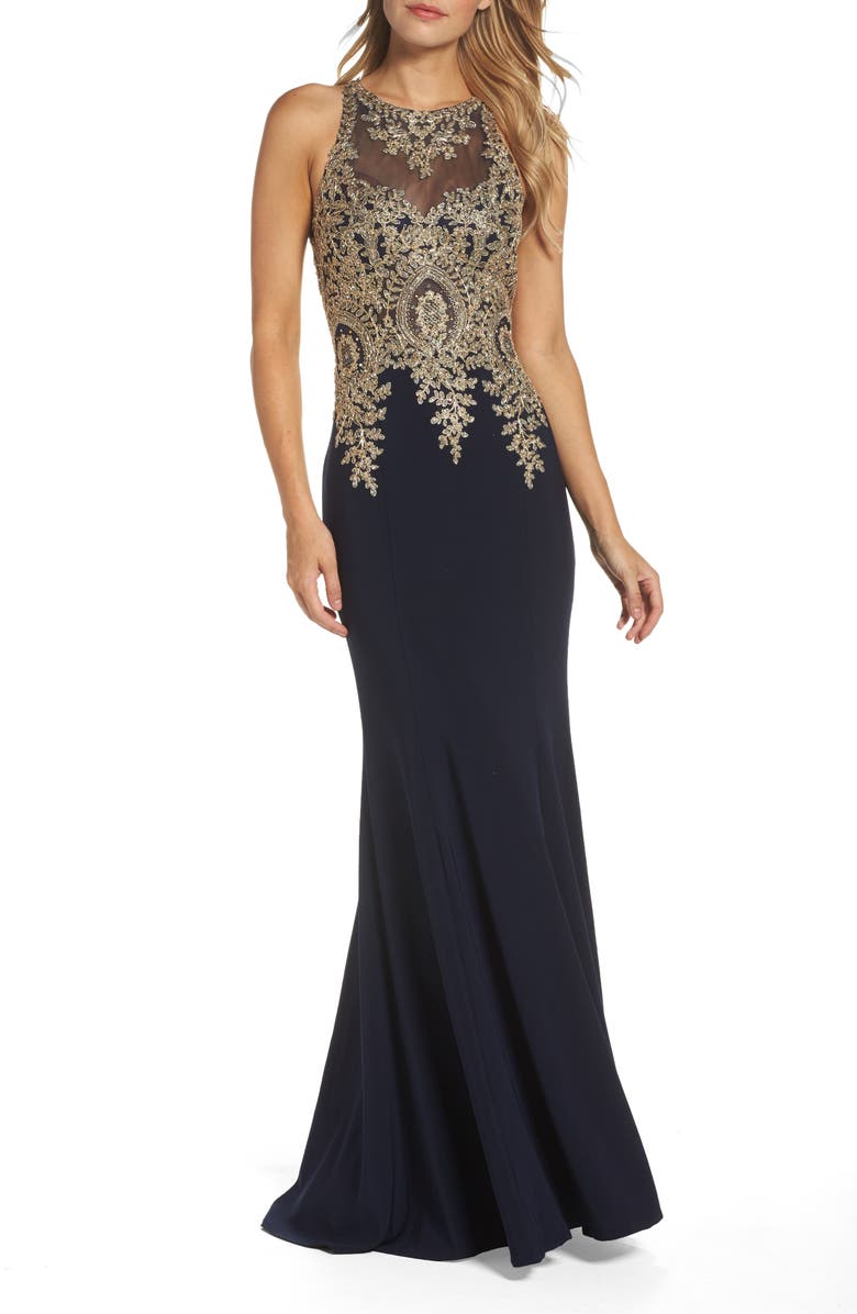 Xscape Embroidered Mermaid Gown (Regular & Petite) | Nordstrom