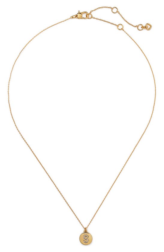 Kate Spade Pavé Mini Initial Pendant Necklace In Clear/ Gold S