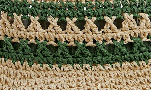 Mango Stripe Straw Bucket Hat In Green