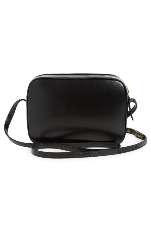Mansur Gavriel Double Zip Leather Camera Crossbody Bag In Black