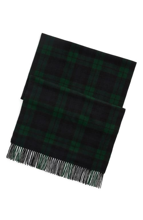 Ralph Lauren Purple Label Blackwatch Tartan Cashmere Fringe Scarf in Green/Navy/Black Multi 