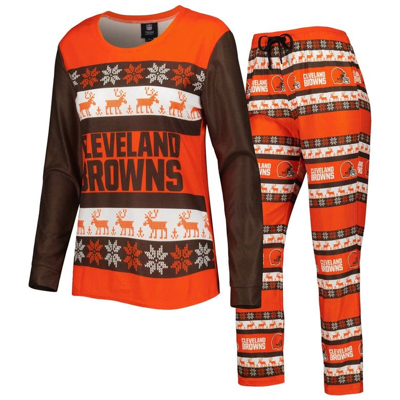 Foco Orange Cleveland Browns Holiday Ugly Pajama Set
