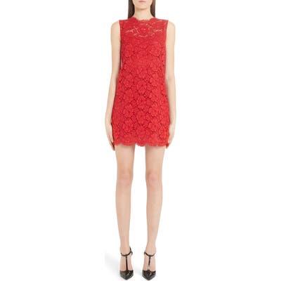 Dolce & gabbana Sleeveless Lace Minidress, US / 40 IT - Red