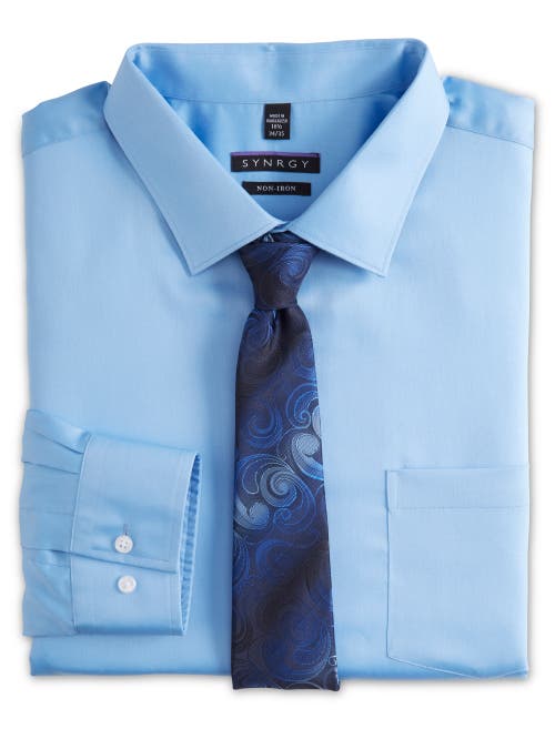 Synrgy By Dxl Sateen Dress Shirt In Blue Frost
