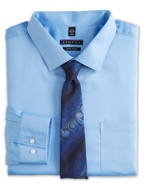 Shop Synrgy By Dxl Sateen Dress Shirt In Blue Frost