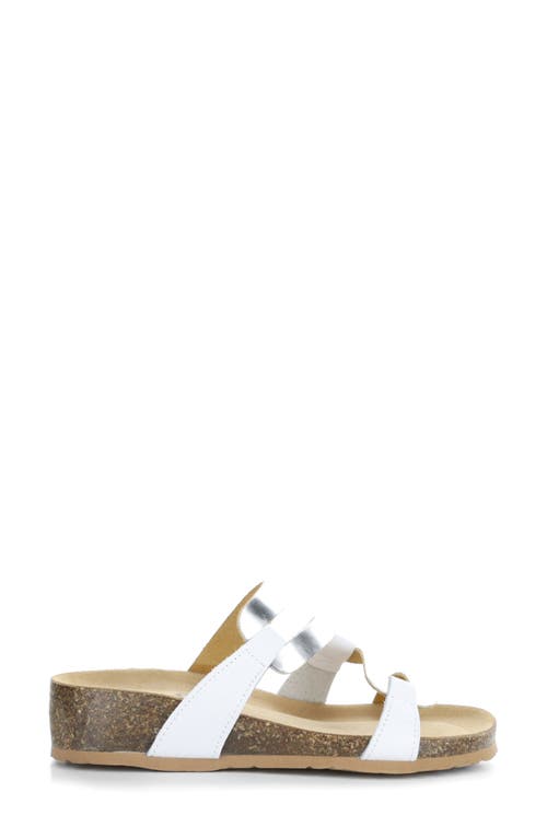 Shop Bos. & Co. Luzzie Wedge Slide Sandal In White/silver Crust/m