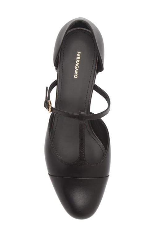 Shop Ferragamo Linette D'orsay T-strap Flat In Nero Nero Nero