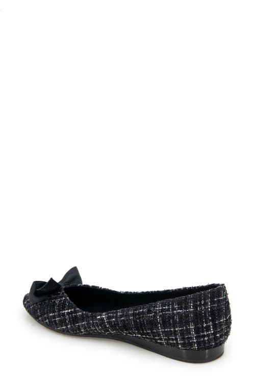 Shop Reaction Kenneth Cole Lily Bow Bouclé Tweed Flat In Black/white
