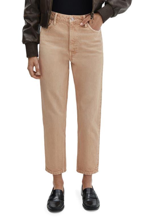 MANGO High Waist Ankle Mom Jeans Sand at Nordstrom,