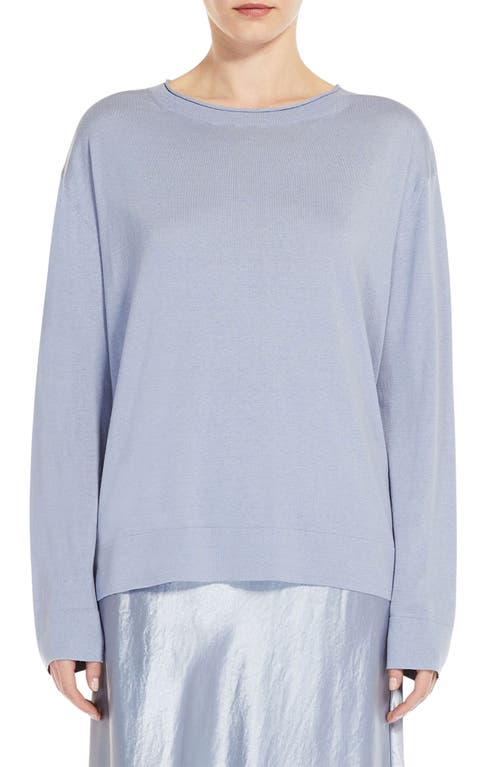 Pensile Crewneck Silk & Cotton Sweater in Light Blue
