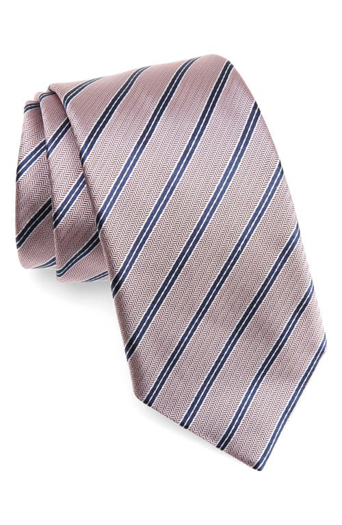 Brera Regimental Stripe Silk Tie in Pink