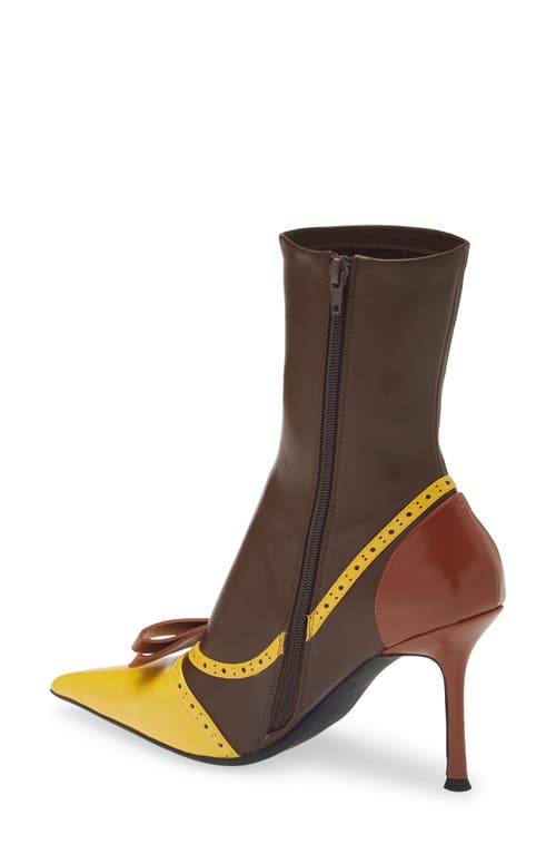 Shop Jeffrey Campbell Secretary Pointed Toe Boot In Brown Yellow Tan Combo