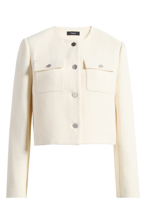 Shop Theory Collarless Jacket In Ivory