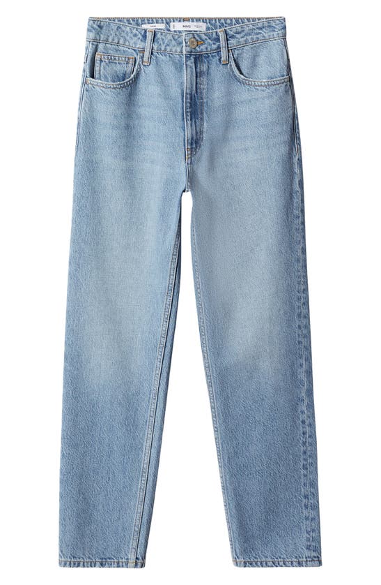 Shop Mango High Waist Ankle Tapered Mom Jeans In Medium Blue