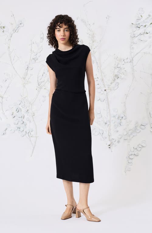 Shop Luxely Cowl Neck Midi Sheath Dress In Meteorite