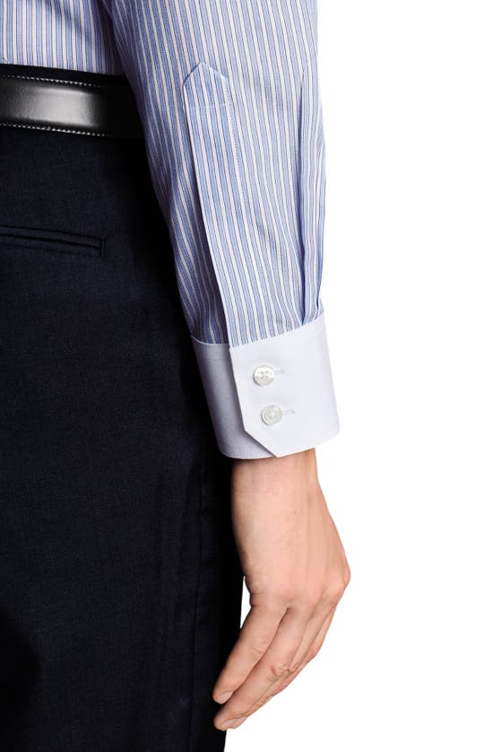 CHARLES TYRWHITT CHARLES TYRWHITT WINCHESTER GUARD STRIPE NON-IRON POPLIN SLIM FIT SHIRT SINGLE CUFF