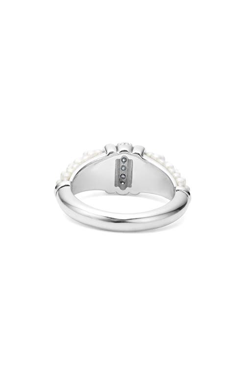 Shop Lagos White Caviar Diamond Stacking Ring In Silver/diamond